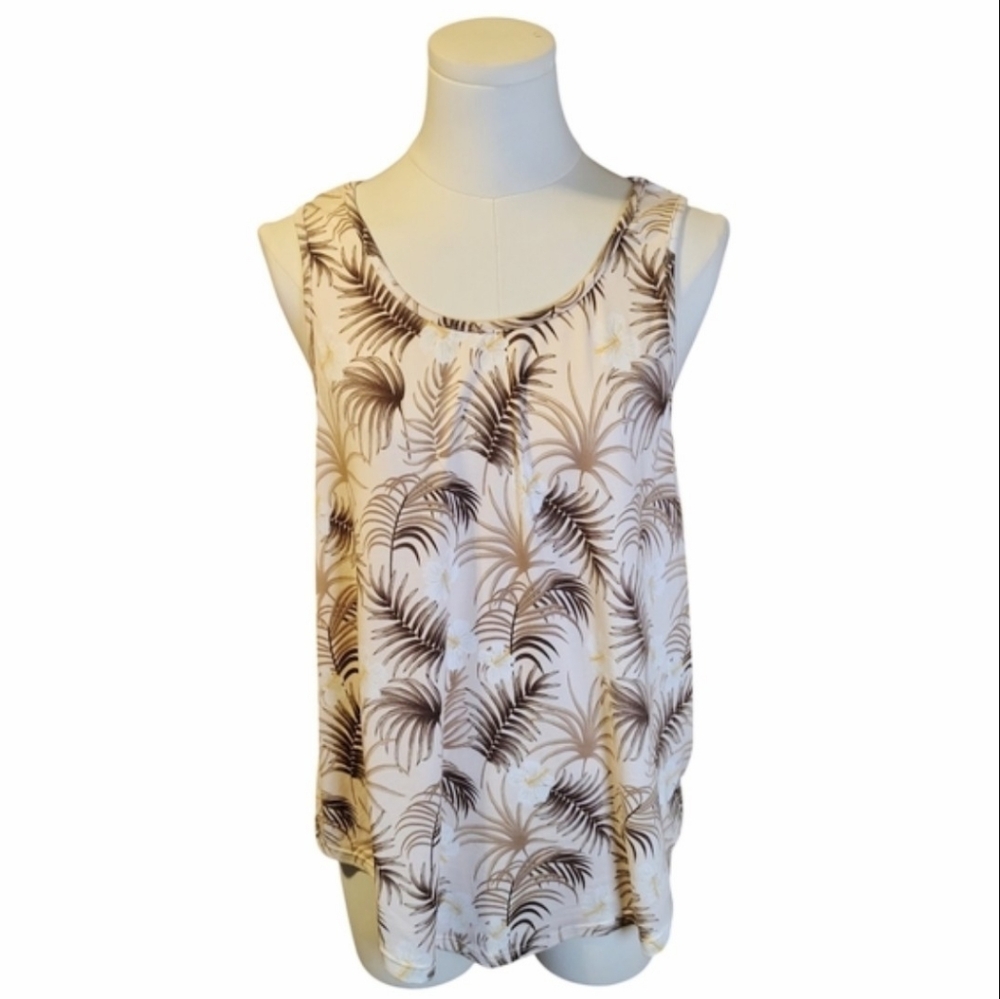 Tommy Bahama Sleepwear Tan Cream White Floral Pajama Tank Top Size Large